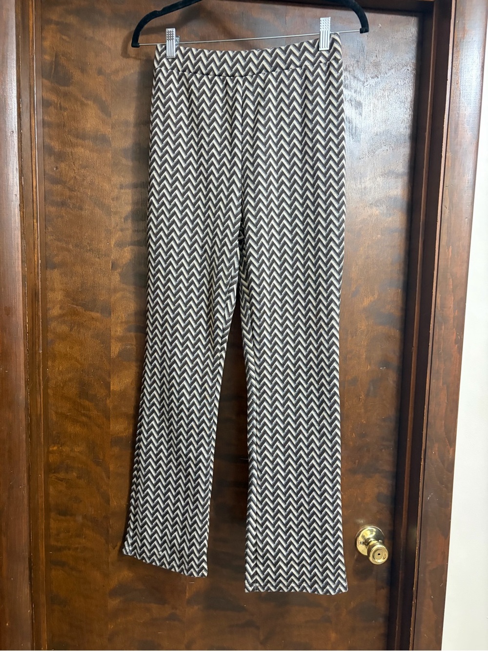 bohme Chevron Boot-Cut Pants in Black and White